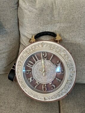 Vintage Inspired Clock Face Purse Round Pink Novelty Bag Cottagecore Steampunk